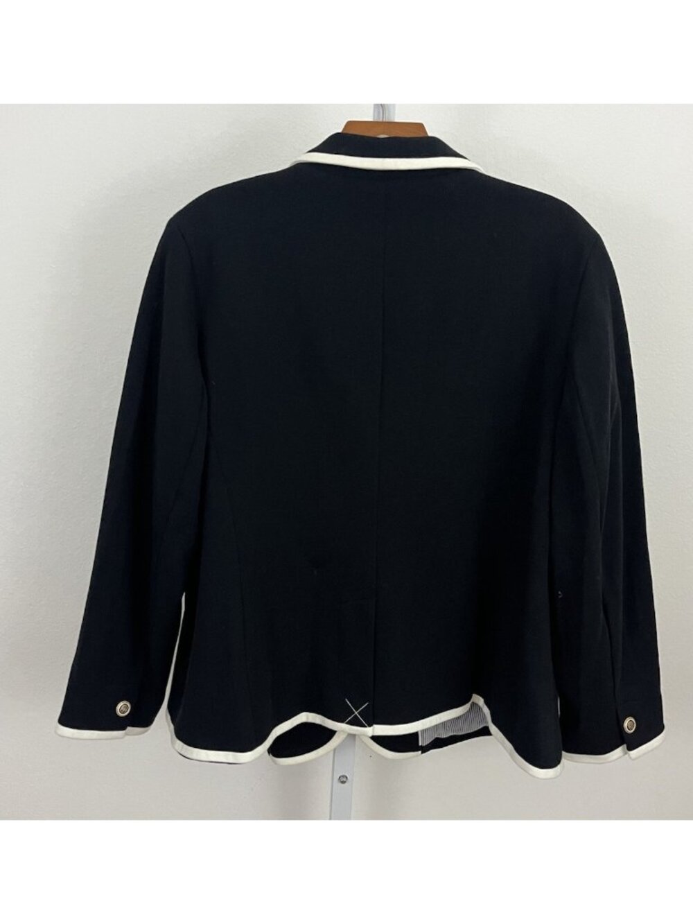 Talbots Women's 18WP Blazer Black White Aberdeen Office Career Academia Preppy - Picture 3 of 7